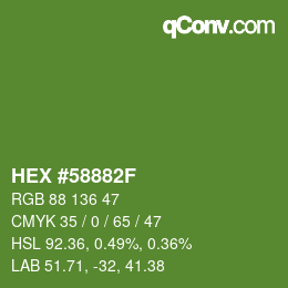 Color code: HEX #58882F | qconv.com