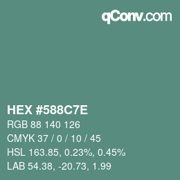 Color code: HEX #588C7E | qconv.com