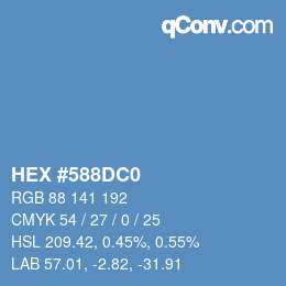 カラーコード: HEX #588DC0 | qconv.com