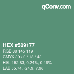 カラーコード: HEX #589177 | qconv.com