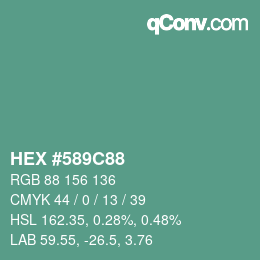 Color code: HEX #589C88 | qconv.com