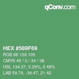 カラーコード: HEX #589F69 | qconv.com