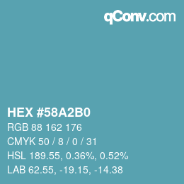 カラーコード: HEX #58A2B0 | qconv.com