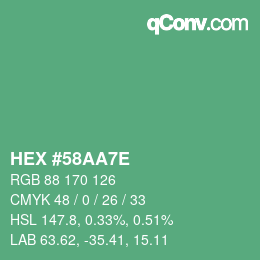 Color code: HEX #58AA7E | qconv.com