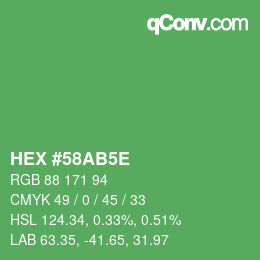 Color code: HEX #58AB5E | qconv.com