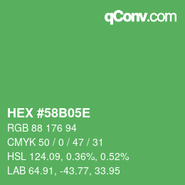 Color code: HEX #58B05E | qconv.com