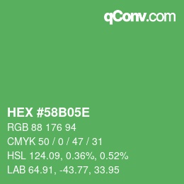 Farbcode: HEX #58B05E | qconv.com