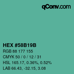 颜色代码: HEX #58B19B | qconv.com