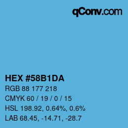 颜色代码: HEX #58B1DA | qconv.com