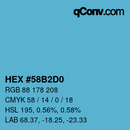 颜色代码: HEX #58B2D0 | qconv.com