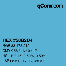 カラーコード: HEX #58B2D4 | qconv.com