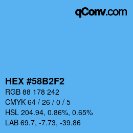カラーコード: HEX #58B2F2 | qconv.com