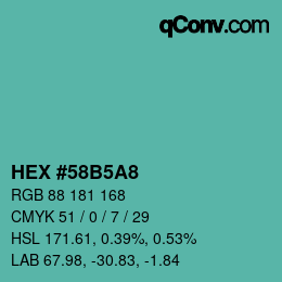 Color code: HEX #58B5A8 | qconv.com