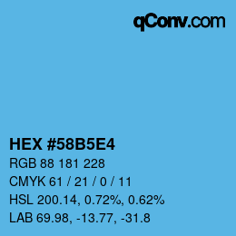 Code couleur: HEX #58B5E4 | qconv.com