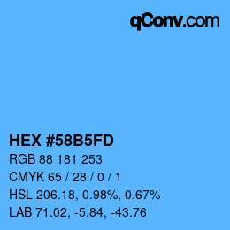 Color code: HEX #58B5FD | qconv.com