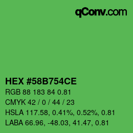 Farbcode: HEX #58B754CE | qconv.com