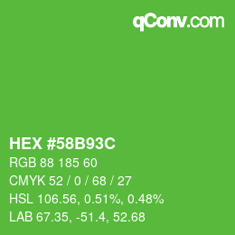 Farbcode: HEX #58B93C | qconv.com