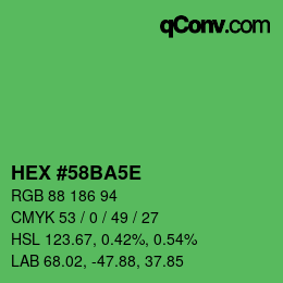 Farbcode: HEX #58BA5E | qconv.com