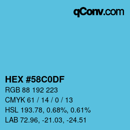 Color code: HEX #58C0DF | qconv.com