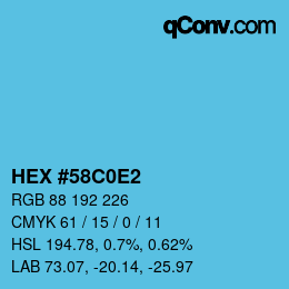 Color code: HEX #58C0E2 | qconv.com