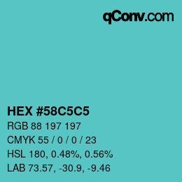 Color code: HEX #58C5C5 | qconv.com