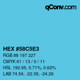 カラーコード: HEX #58C5E3 | qconv.com