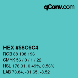 Color code: HEX #58C6C4 | qconv.com