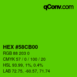 カラーコード: HEX #58CB00 | qconv.com