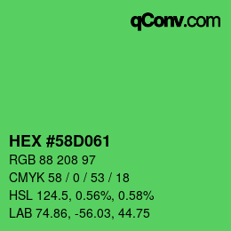 颜色代码: HEX #58D061 | qconv.com