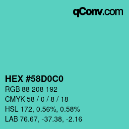 Código de color: HEX #58D0C0 | qconv.com