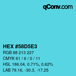 Color code: HEX #58D5E3 | qconv.com