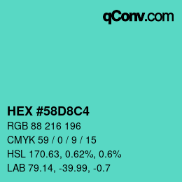 颜色代码: HEX #58D8C4 | qconv.com