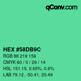 カラーコード: HEX #58DB9C | qconv.com