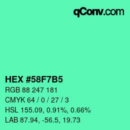 カラーコード: HEX #58F7B5 | qconv.com