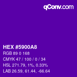 Color code: HEX #5900A8 | qconv.com