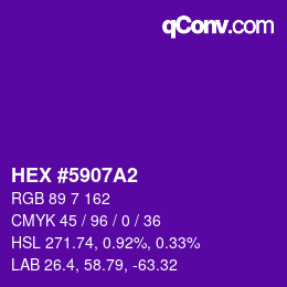 Color code: HEX #5907A2 | qconv.com