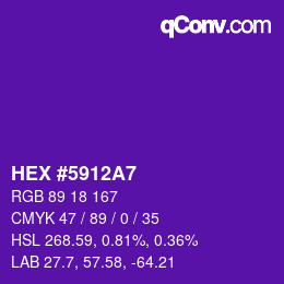 颜色代码: HEX #5912A7 | qconv.com