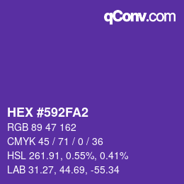 Color code: HEX #592FA2 | qconv.com