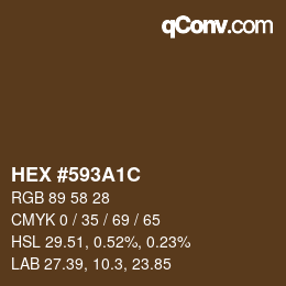 Color code: HEX #593A1C | qconv.com