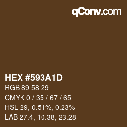 Color code: HEX #593A1D | qconv.com