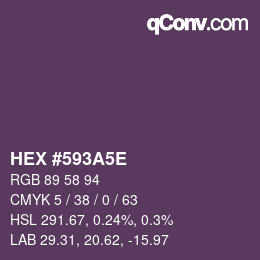 Color code: HEX #593A5E | qconv.com