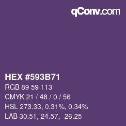 Color code: HEX #593B71 | qconv.com