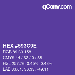 カラーコード: HEX #593C9E | qconv.com