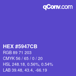 颜色代码: HEX #5947CB | qconv.com