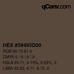 Color code: HEX #59493D00 | qconv.com