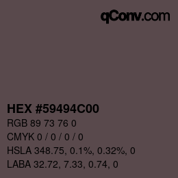 Color code: HEX #59494C00 | qconv.com