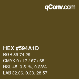 カラーコード: HEX #594A1D | qconv.com