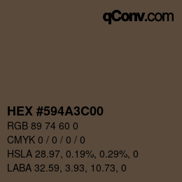 颜色代码: HEX #594A3C00 | qconv.com