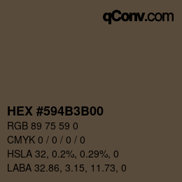 カラーコード: HEX #594B3B00 | qconv.com