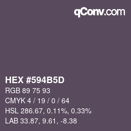 Color code: HEX #594B5D | qconv.com